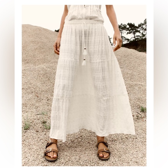 Zara Dresses & Skirts - Zara White Boho Western Maxi Skirt Prairie XL